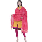 A R Silk Gajari Color Golden Border Dupattas and Chunnis | Grocsy