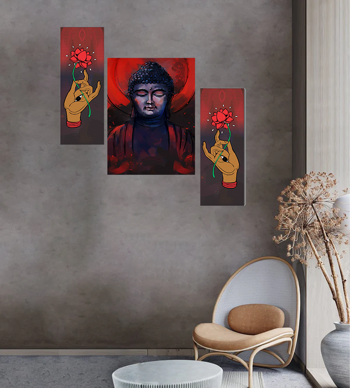 Tehzeeb Creations Set Of 3 Digital Wall Painting | Grocsy