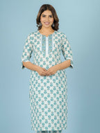 Aramya White Soft Cotton Floral Straight Kurta for Women | Grocsy
