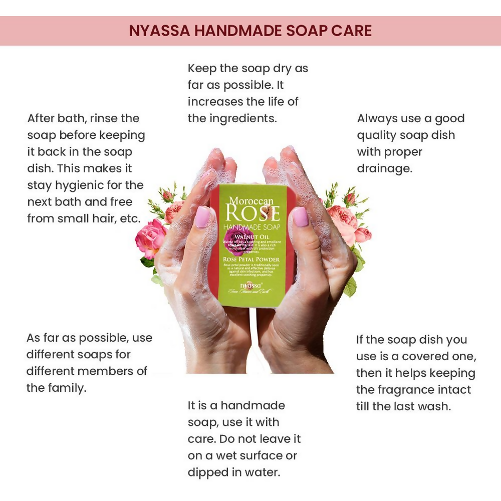 Nyassa Moroccan Rose Soap Walnut Oil & Rose Powder | Grocsy