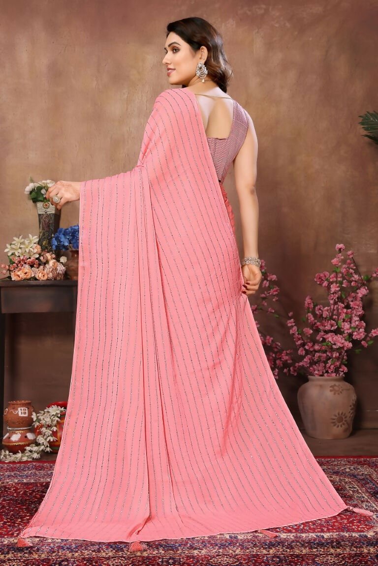 Aafreen Partywear Designer Peach Rangoli Silk Fancy Saree | Grocsy