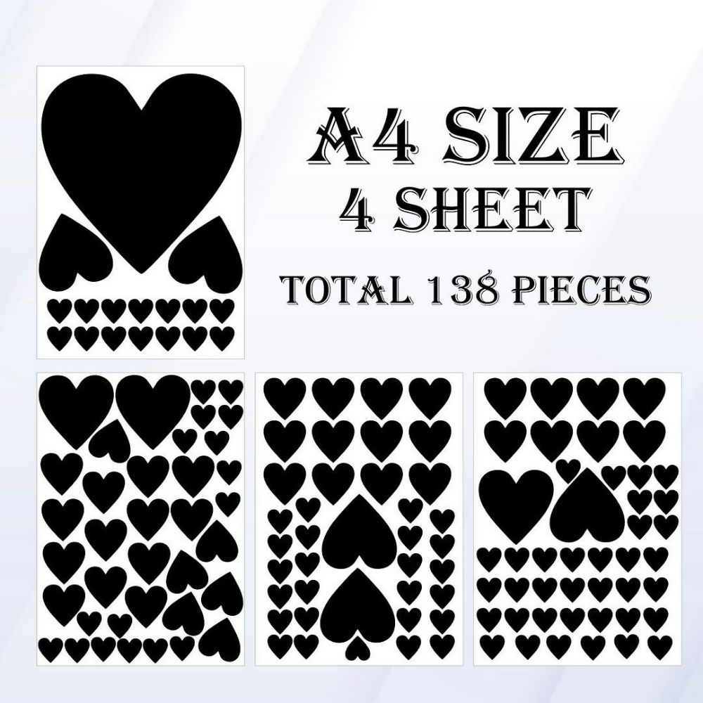 CVANU Cute Loving Heart Shape Pattern Vinyl Wall Art Self-Adhesive Durable Stickers | Grocsy