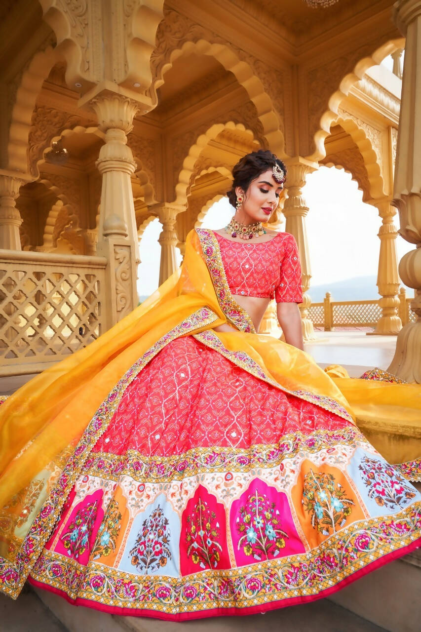 Beautiful Printed Lengha Choli for Women Party Wear Ghagra Choli Wedding Lehenga by Infinity Export | Grocsy
