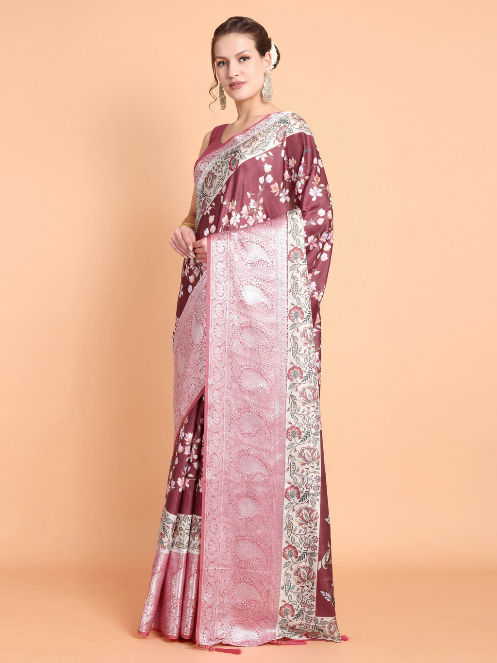Vamsee Bhavi Maroon Georgette Saree | Grocsy