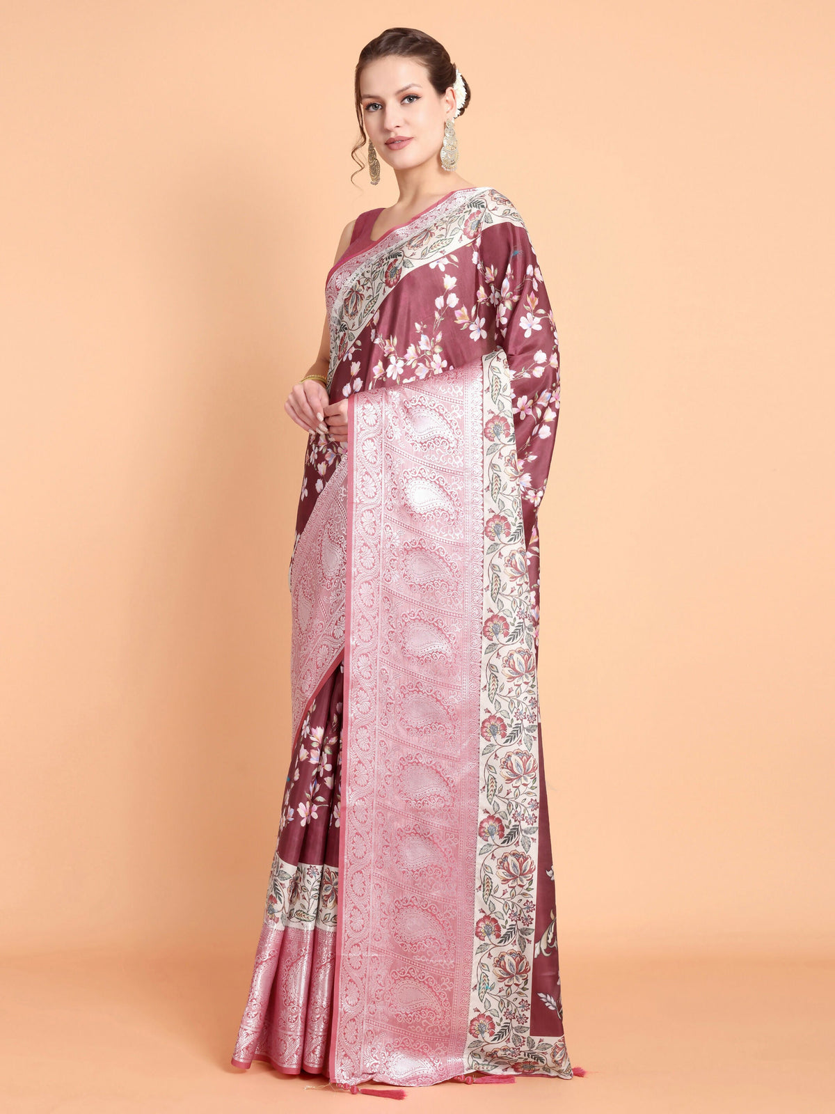 Vamsee Bhavi Maroon Georgette Saree | Grocsy