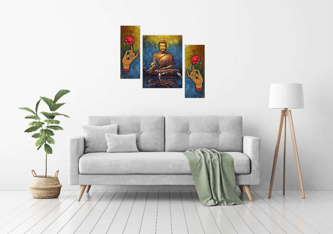 Tehzeeb Creations Set Of 3 Digital Wall Painting | Grocsy