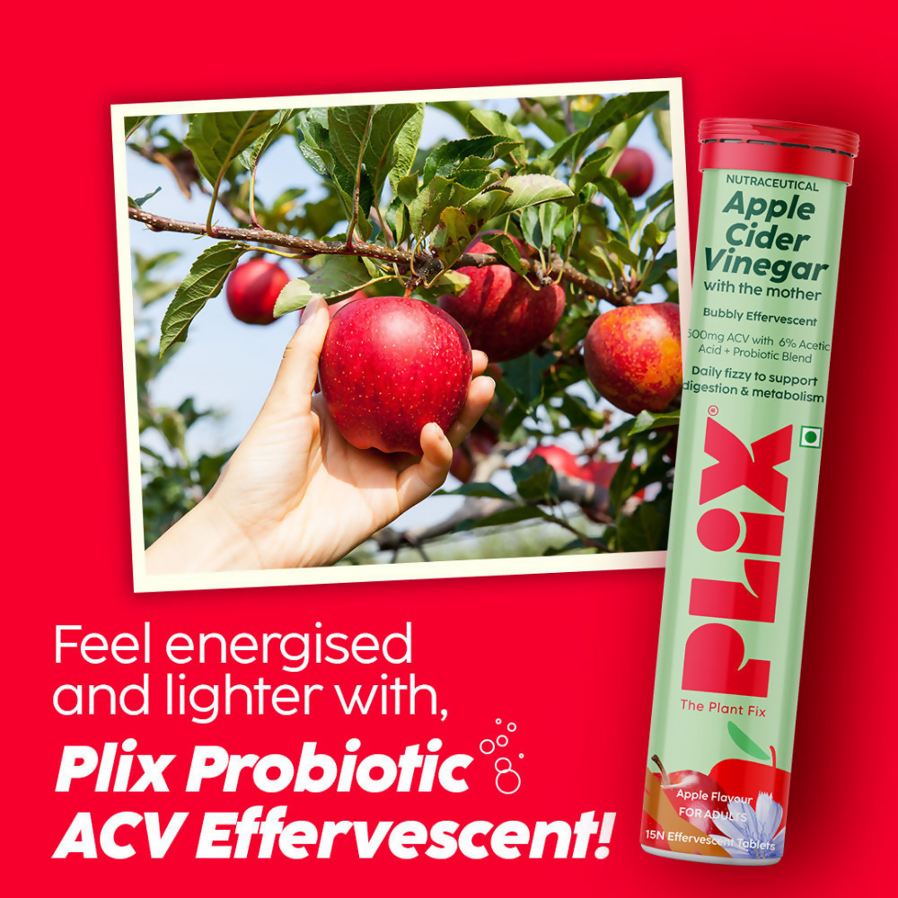 PLIX The Plant Fix Probiotics+ ACV Apple Cider Vinegar Effervescent Tablets | Grocsy