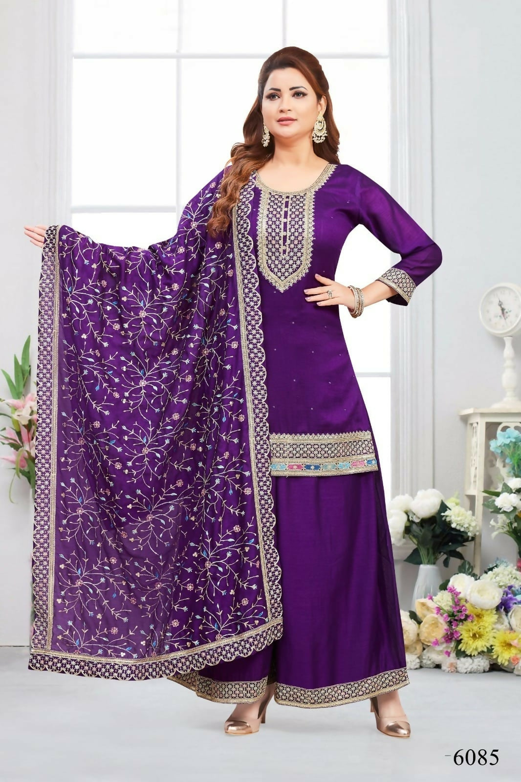 Joban Fashion Muslin Silk Purple Color Kurta Set | Grocsy