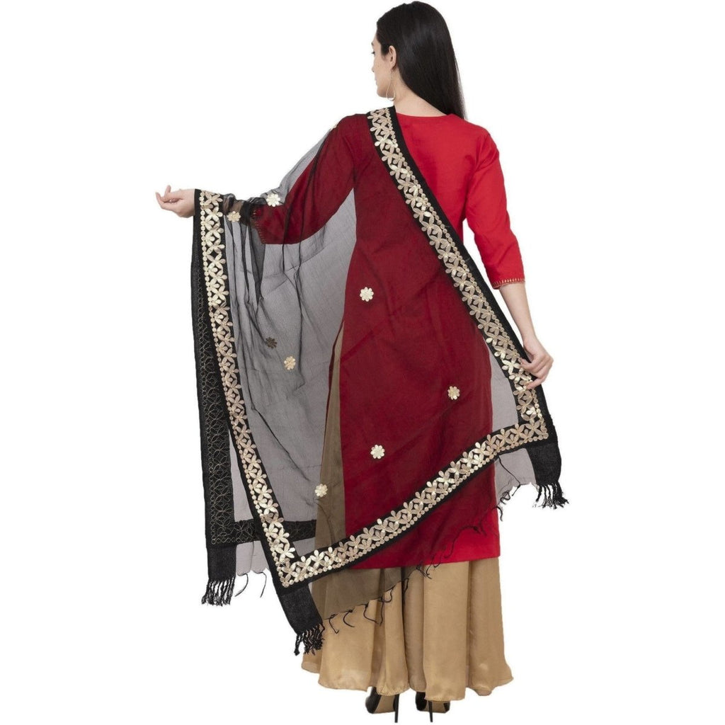 A R Silk Orgenza Gota Patti Fancy Dupatta Color Black Dupatta or Chunni | Grocsy