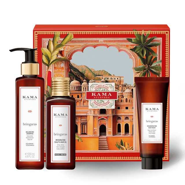 Kama Ayurveda Bringaras Regenerating Hair-Oiling Ritual Kit | Grocsy