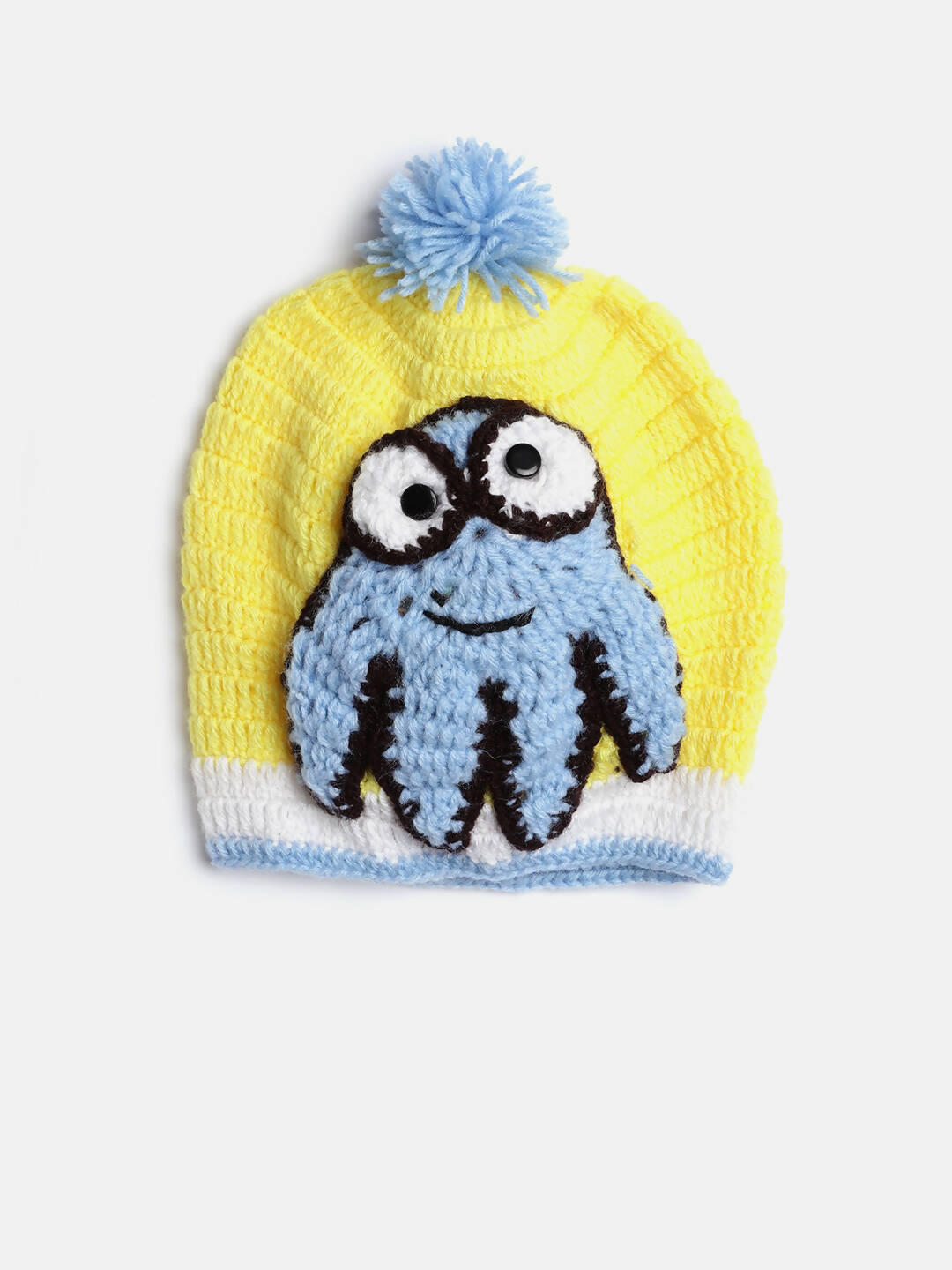 Chutput Kids Woollen Hand Knitted Octopus Detail Cap - Yellow | Grocsy