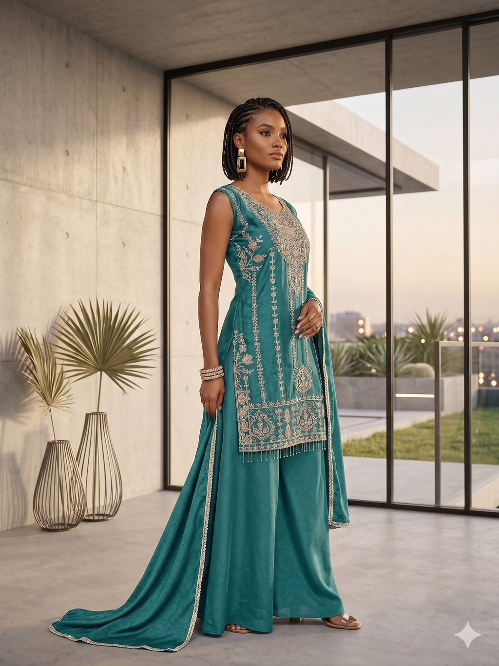 Teeya Creation Womens New Trendy Stylish Heavy Embroiedery With Beads Work Teal Kurta Set | Grocsy