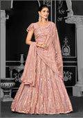 Peach Net Semi-Stitched Bridal Lehenga - Nimayaa Bonanza | Grocsy