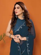 Partywear Designer Rama Georgette Fancy Saree - Starwalk | Grocsy