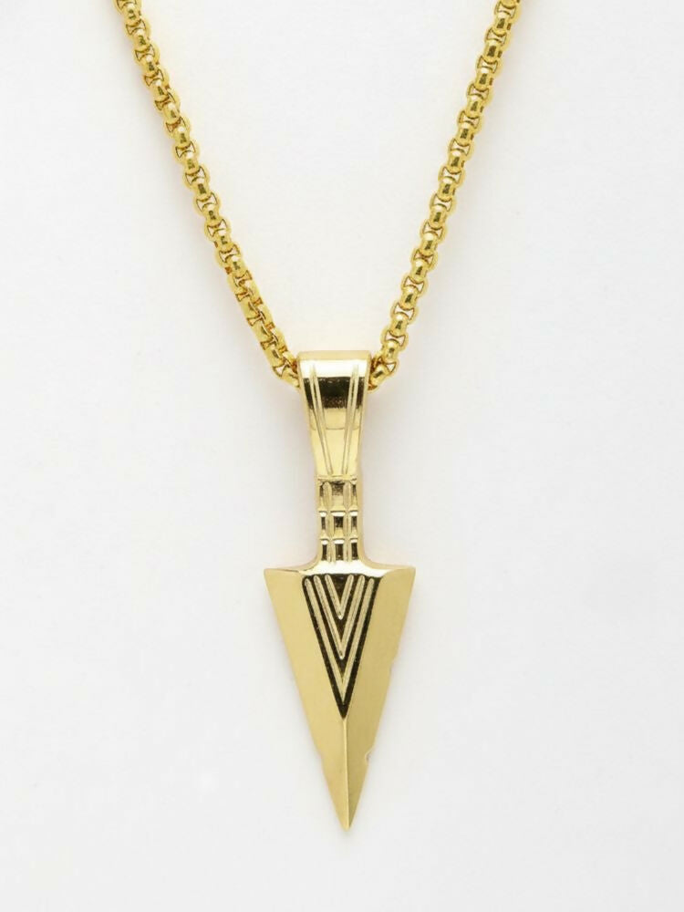 NVR Men's Arrow Shaped Gold Plated Pendant with Chain | Grocsy