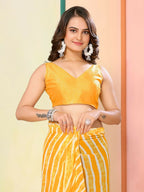Yellow Georgette Designer Printed Ready To Wear Saree - Elite | Grocsy