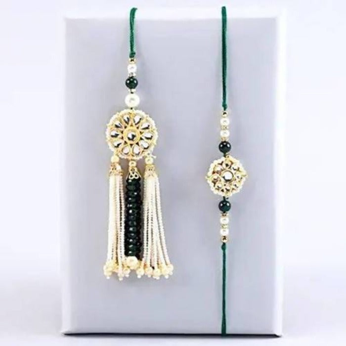 Jewel Design Lumba Rakhi Set & Cashew Jar | Grocsy