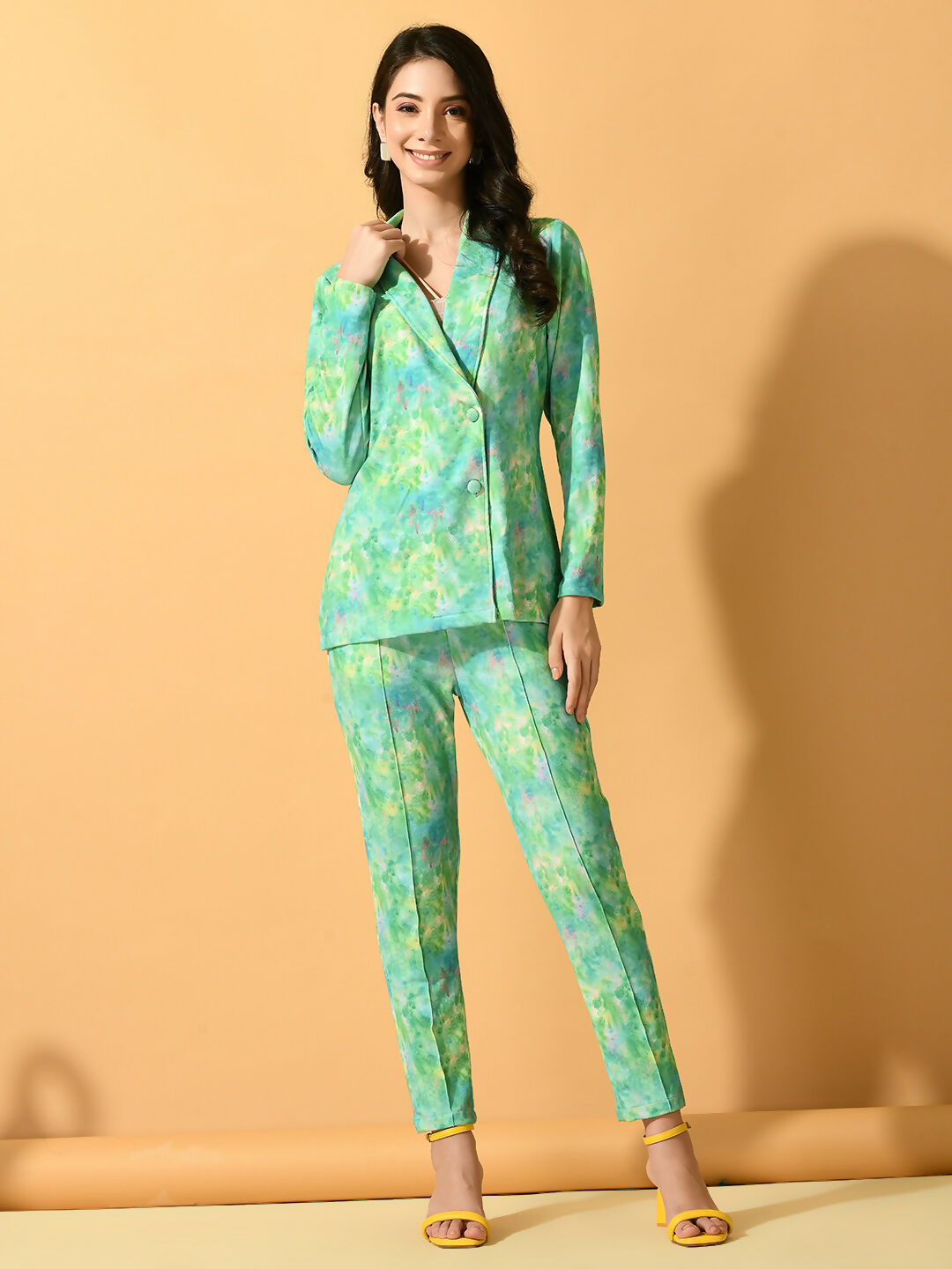 Myshka Women's Multi Printed Coat With Trousers | Grocsy