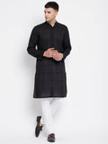 Even Apparels Pure Cotton Men's Kurta in Black Color With Band Collar | Grocsy