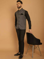 Even Apparels Nehru Jacket With Welt Pockets - Grey | Grocsy