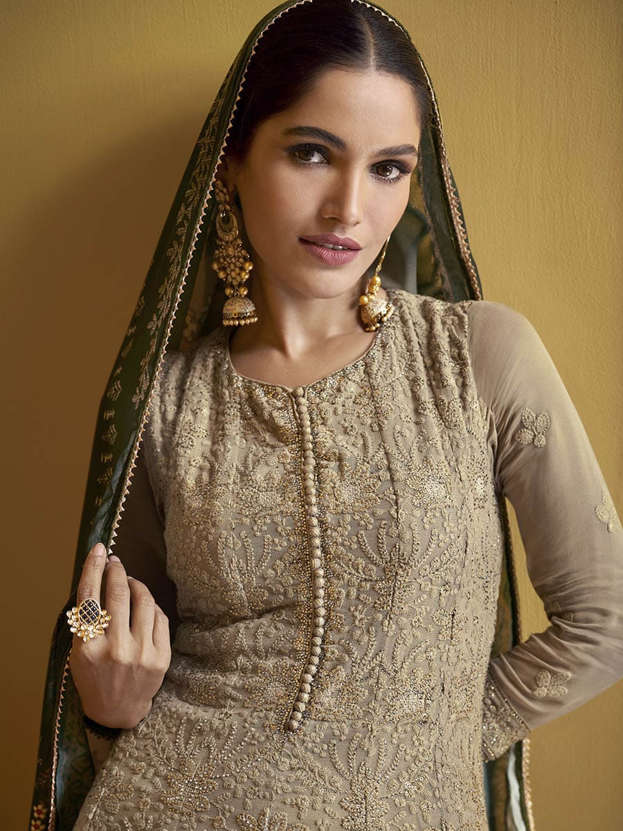 Myra Coco Real Georgette Embroidered Party Wear Suit | Grocsy
