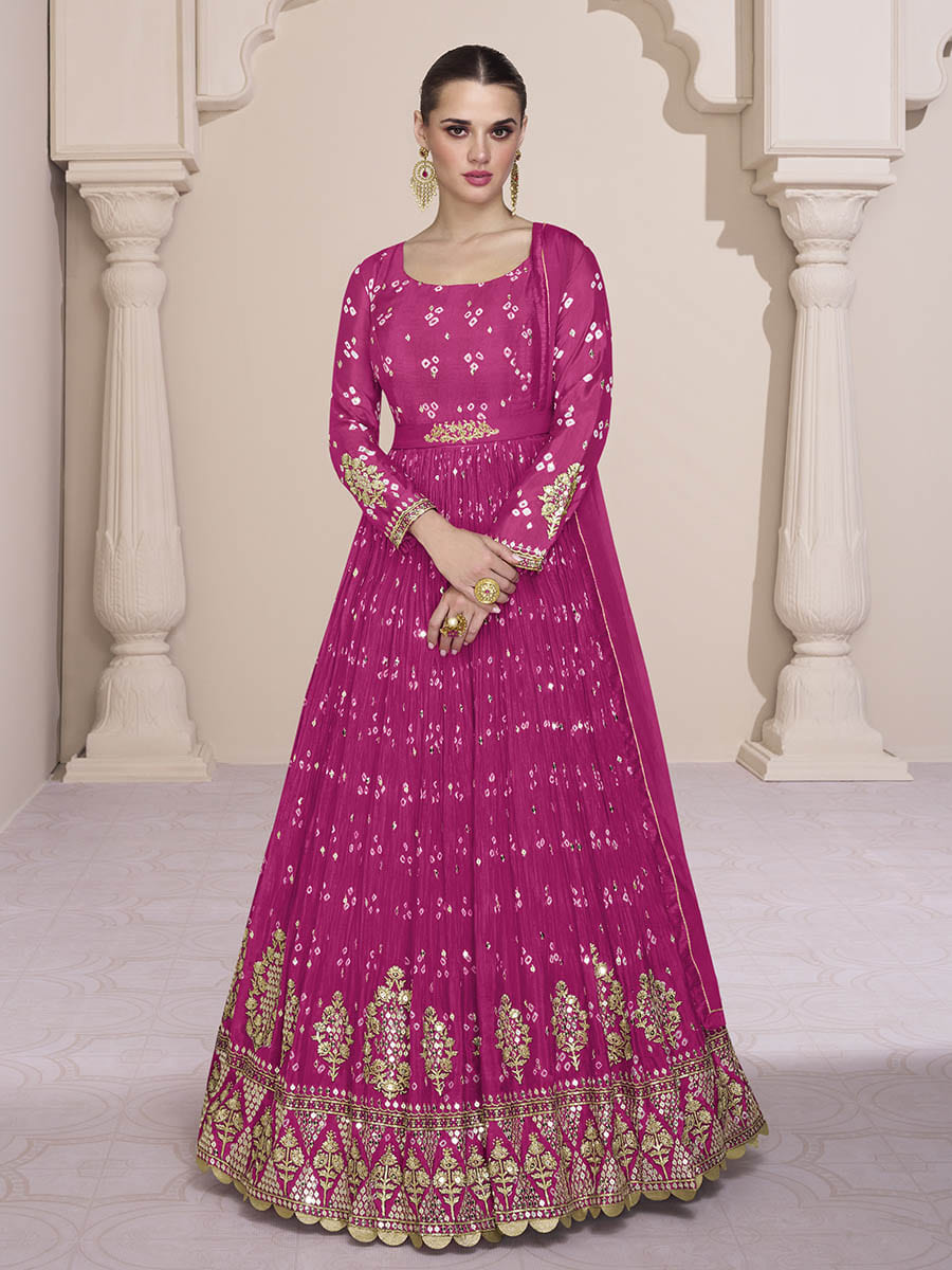 Myra Rani Georgette and Chinon Silk Gown Style Party Wear Suit | Grocsy