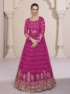 Myra Rani Georgette and Chinon Silk Gown Style Party Wear Suit | Grocsy