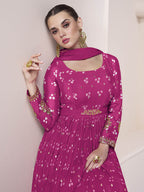 Myra Rani Georgette and Chinon Silk Gown Style Party Wear Suit | Grocsy