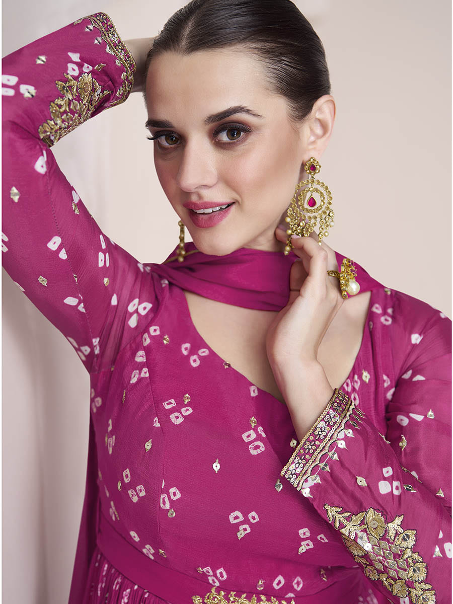 Myra Rani Georgette and Chinon Silk Gown Style Party Wear Suit | Grocsy