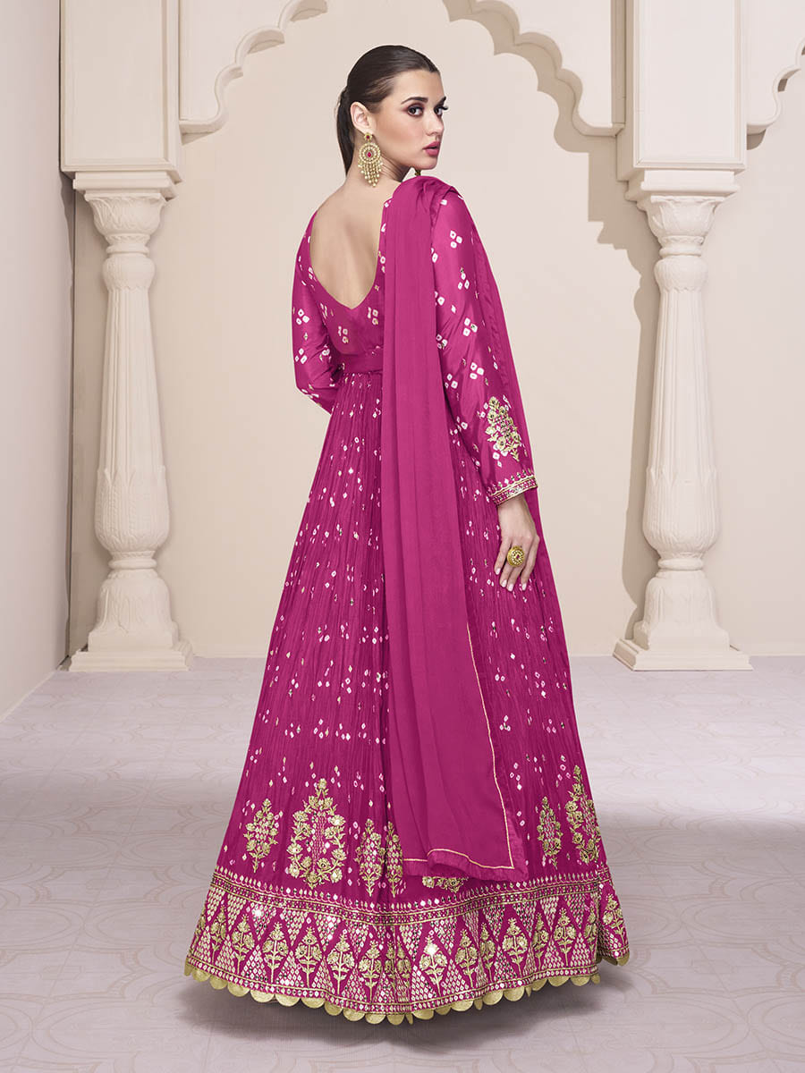 Myra Rani Georgette and Chinon Silk Gown Style Party Wear Suit | Grocsy