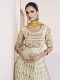 Myra Cream Georgette and Chinon Silk Gown Style Party Wear Suit | Grocsy
