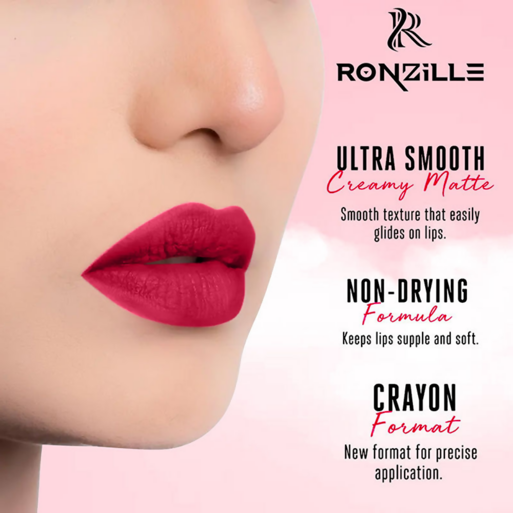 Ronzille Long Stay Matte Lip Crayon - Deep Carmine | Grocsy