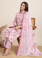 Prazu Fashion Baby Pink Printed Cotton Blend Festival Wear Salwar Suit | Grocsy