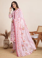 Prazu Fashion Baby Pink Printed Cotton Blend Festival Wear Salwar Suit | Grocsy
