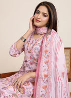 Prazu Fashion Baby Pink Printed Cotton Blend Festival Wear Salwar Suit | Grocsy