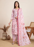 Prazu Fashion Baby Pink Printed Cotton Blend Festival Wear Salwar Suit | Grocsy