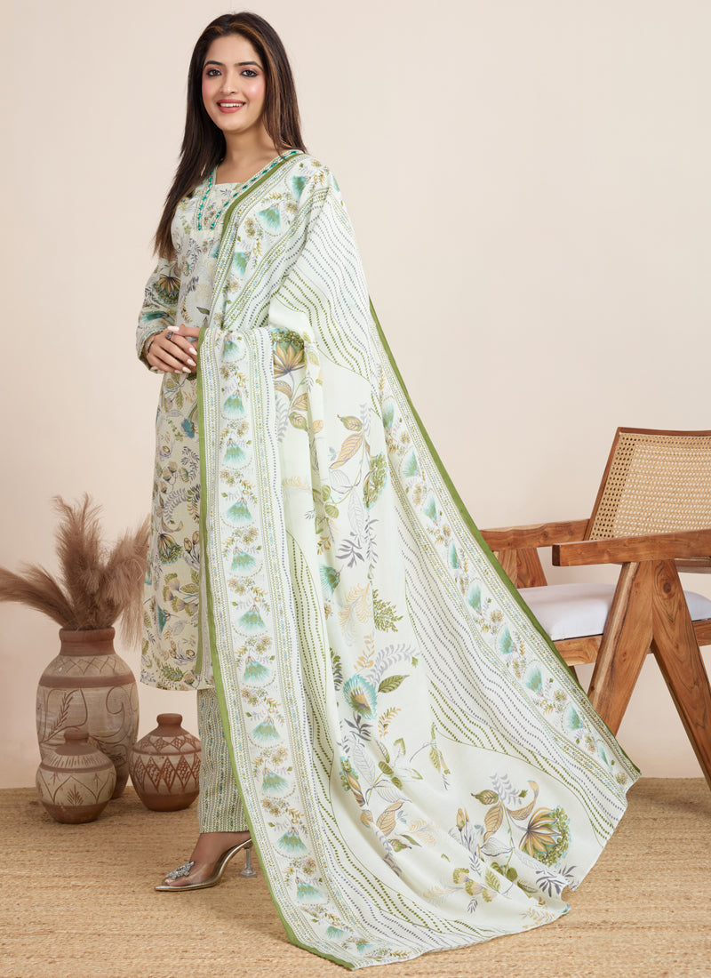 Prazu Fashion Off White Printed Cotton Blend Festival Wear Salwar Suit | Grocsy
