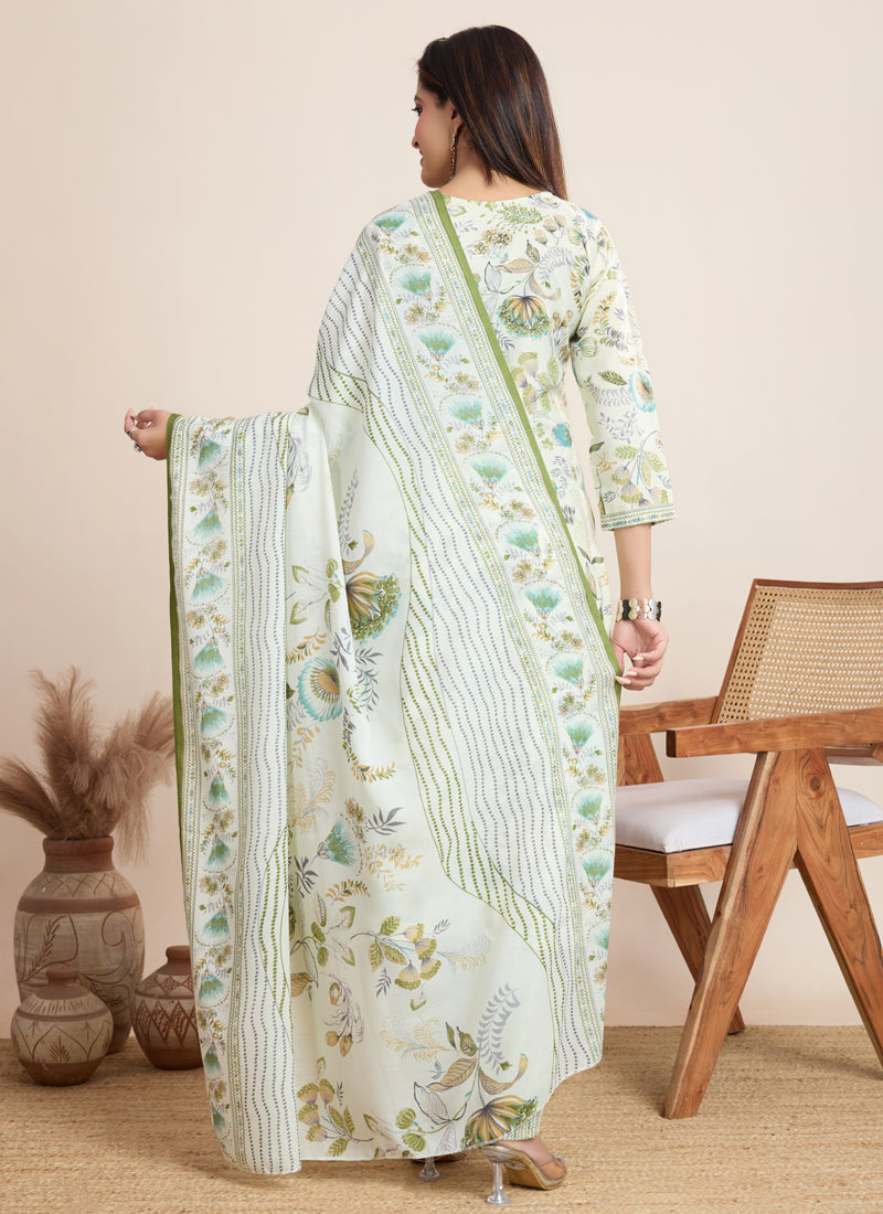 Prazu Fashion Off White Printed Cotton Blend Festival Wear Salwar Suit | Grocsy