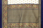 Vamika white & navy Printed Art Silk Saree | Grocsy