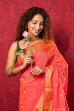 Very Much Indian Exclusive! Handloom Pure Cotton Paithani in Most Traditional Pink with Pichwai Pallu | Grocsy