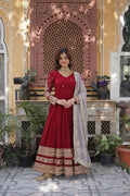 Joban Fashion Red Georgette Sequence Embroidery Work Kurta Set | Grocsy