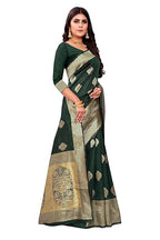 Vamika Weaving Banarasi Jacquard Green Kanjivaram Saree | Grocsy