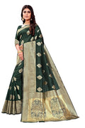 Vamika Weaving Banarasi Jacquard Green Kanjivaram Saree | Grocsy