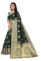 Vamika Weaving Banarasi Jacquard Green Kanjivaram Saree | Grocsy