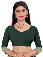 Vamika Weaving Banarasi Jacquard Green Kanjivaram Saree | Grocsy