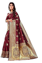 Vamika Weaving Banarasi Jacquard Maroon Kanjivaram Saree | Grocsy