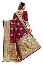 Vamika Weaving Banarasi Jacquard Maroon Kanjivaram Saree | Grocsy