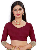 Vamika Weaving Banarasi Jacquard Maroon Kanjivaram Saree | Grocsy