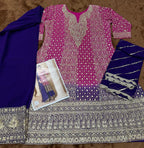 Aarshi Fashions Rose Pink Pure Georgette Full Stitched Suit | Grocsy