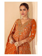 Aarshi Fashions Orange Pure Georgette Full Stitched Suit | Grocsy